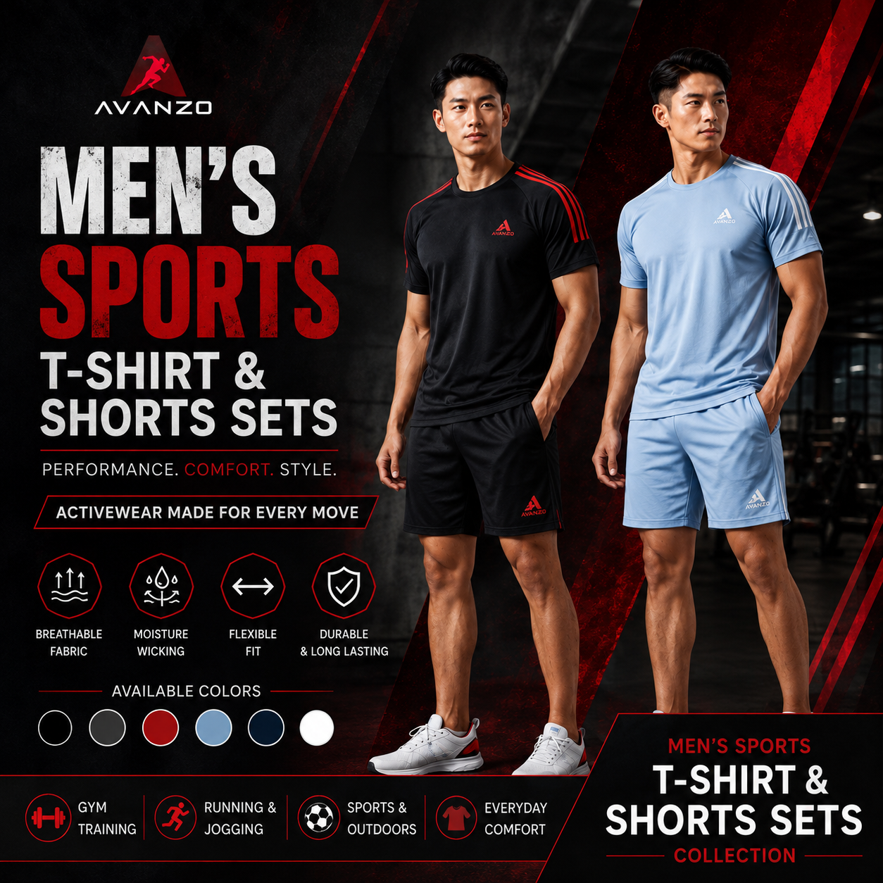 Men's Sports T-Shirt & Shorts Sets