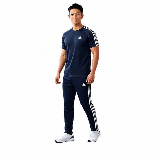 Men's Cotton Round Neck T-Shirt & Track Pants Set – Athletic Style