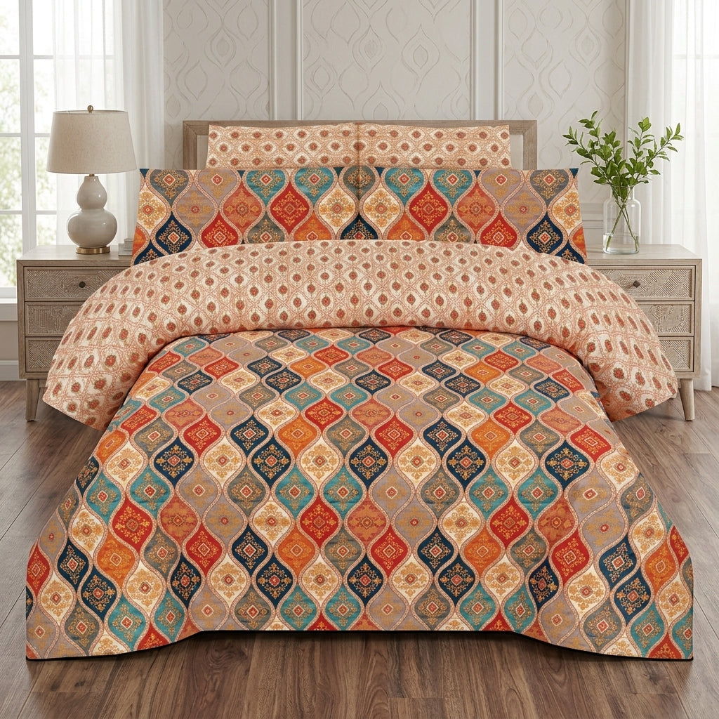Cotton Printed King Bedsheet Set