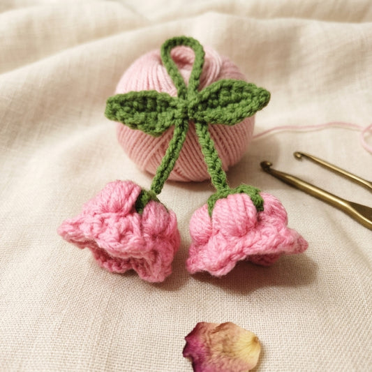 Crochet Flower Bud Charm – Pink & Green