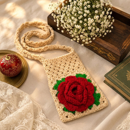 Crossbody Bag – Cream & Red