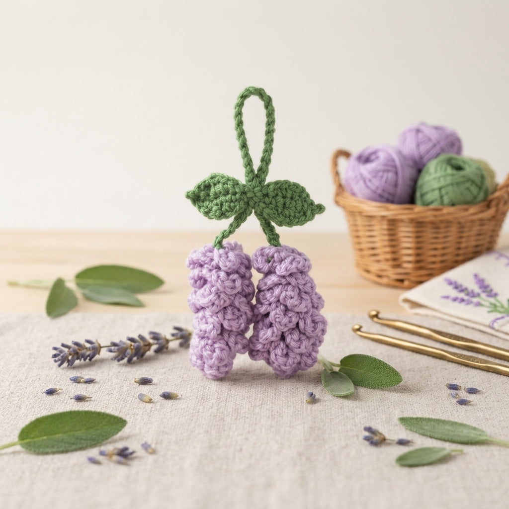 Crochet Lavender Key Ring – Lilac & Green
